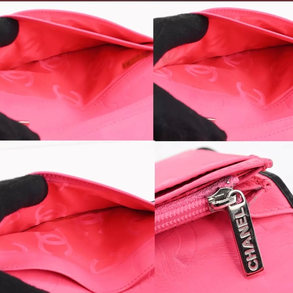 Authentic CHANEL Lamb Skin Cambon line CC logo long wallet Crossbody black - Picture 6 of 11
